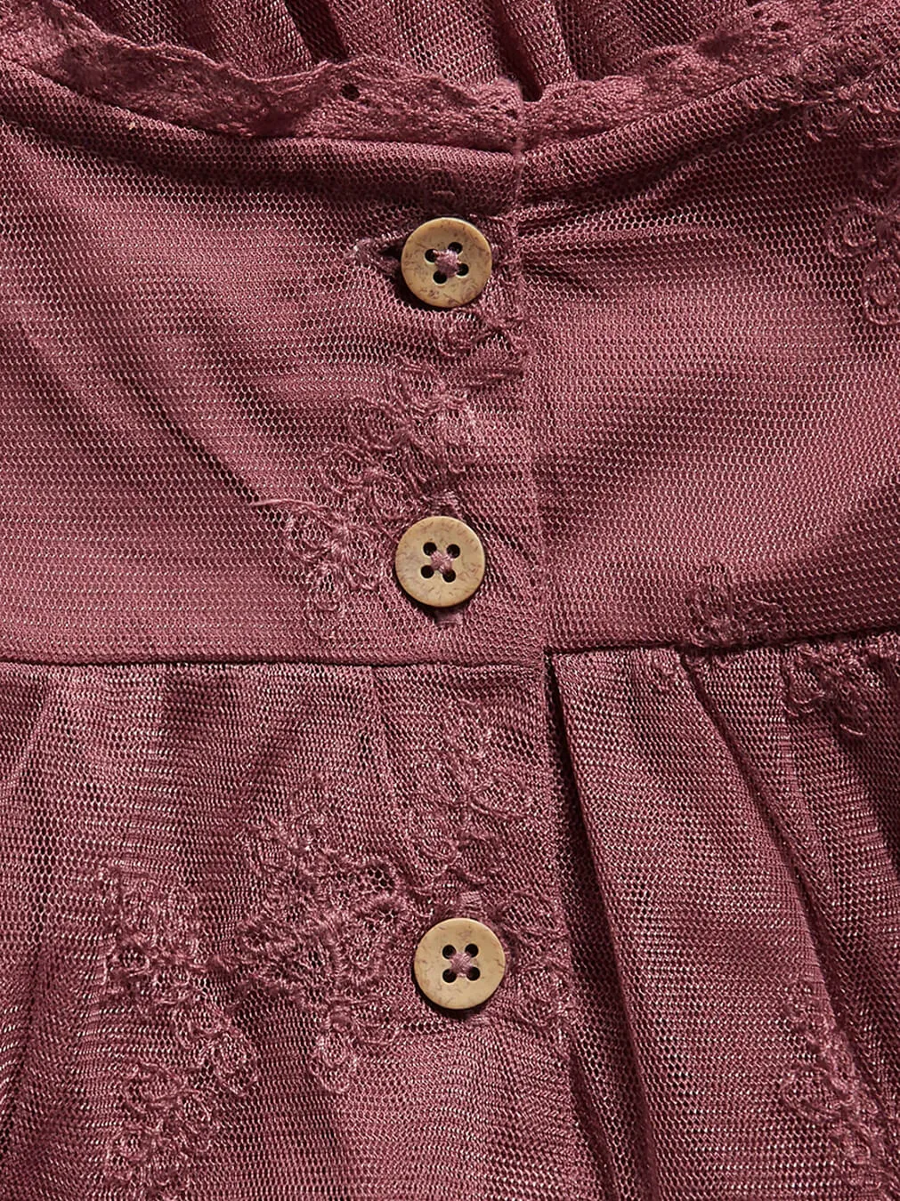 Kids' Red Embroidered Dress - الصورة 2