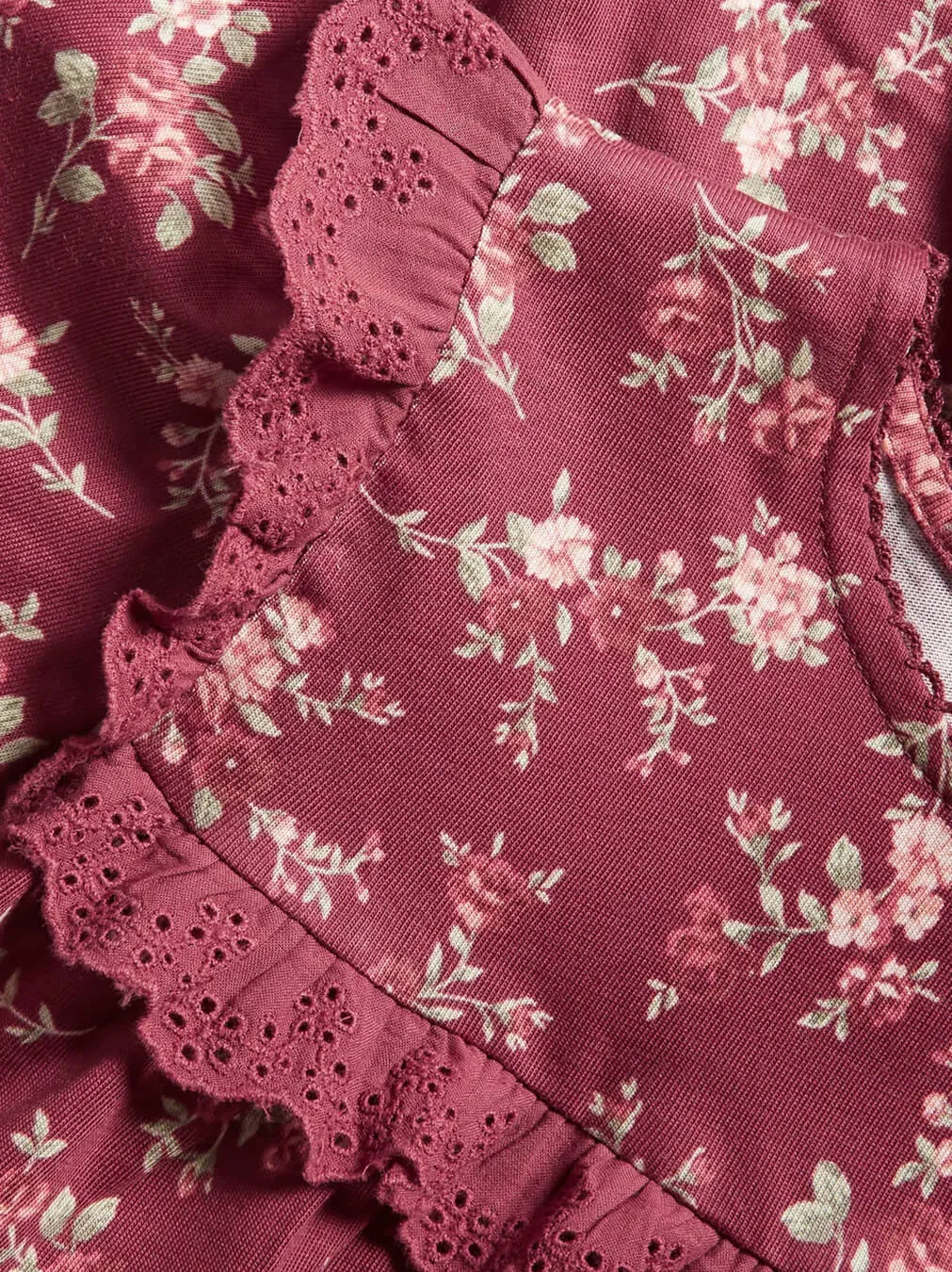 Kids Red Floral Jersey Dress - الصورة 2