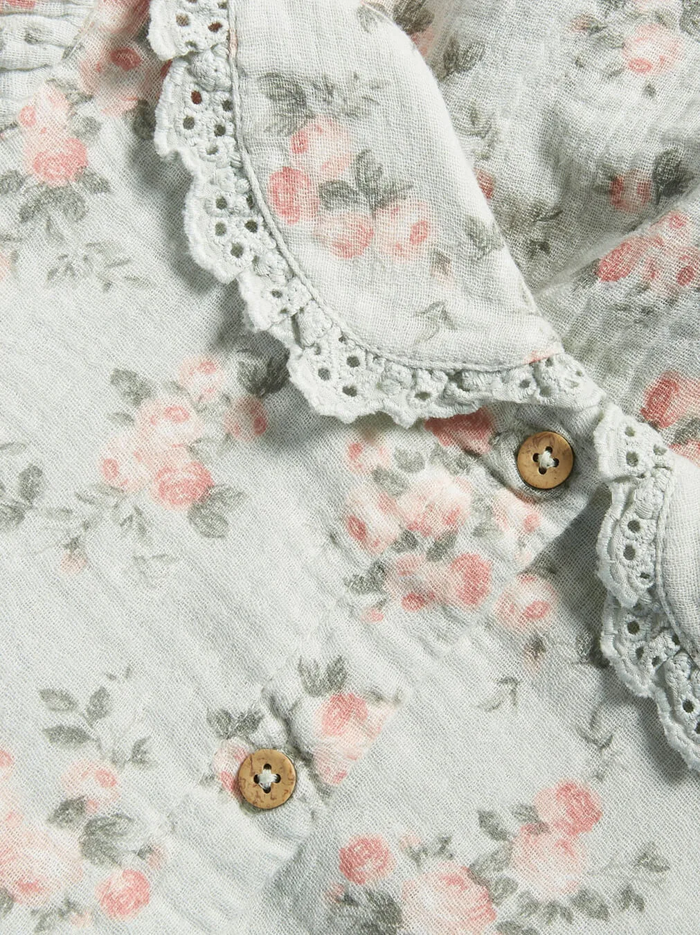 Kids' Green/White Rose Dress - الصورة 2